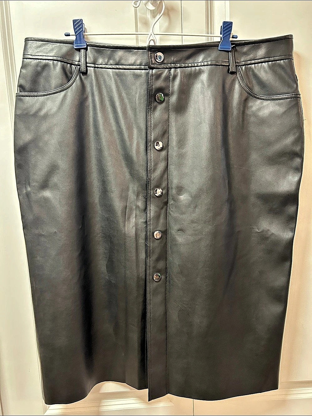 Joe Fresh Faux Leather Midi Skirt Black Size 16W NWT